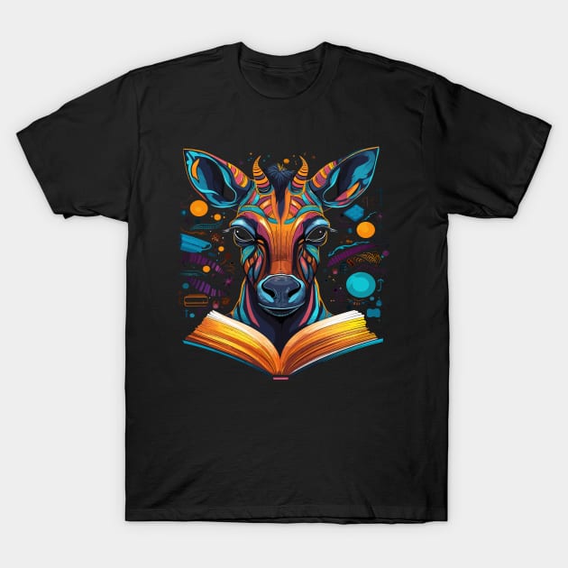 Okapi Reads Book T-Shirt by JH Mart